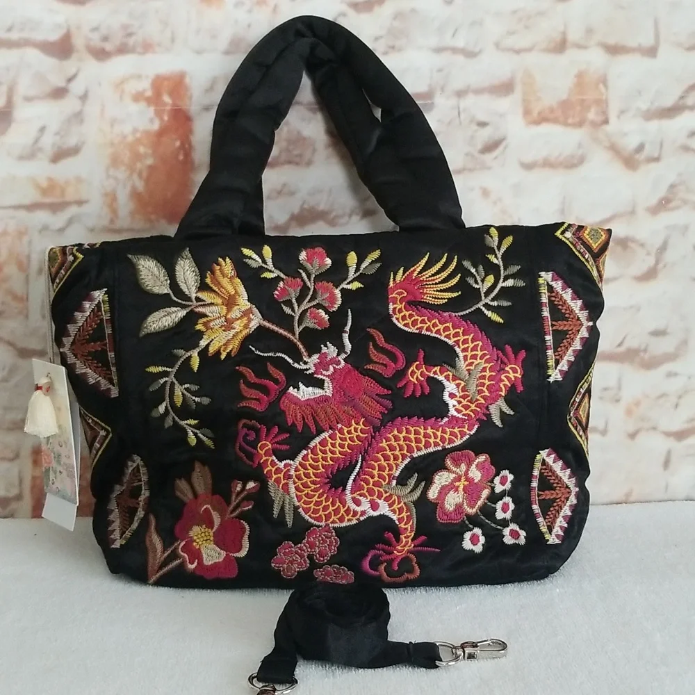 New Johnny Was Lilith Quilted Satin Tote - Picture 2 of 14